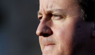 **FILE** British Prime Minister David Cameron pauses during a press conference at Stormont Castle in Belfast, Northern Ireland, on Nov. 20, 2012. (Associated Press)
