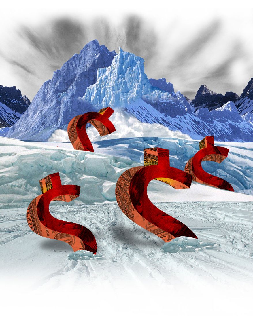 Illustration Fiscal Avalanche by Linas Garsys for The Washington Times