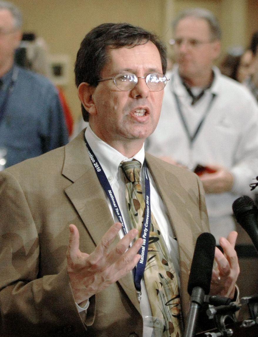 Judson Phillips, the organizer of the National Tea Party Convention, talks during a news conference in Nashville, Friday, Feb. 5, 2010. (AP Photo/Ed Reinke)