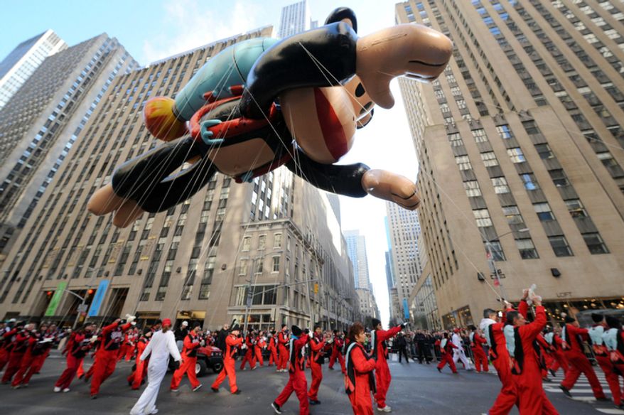 IMAGE DISTRIBUTED FOR SABAN BRANDS - Paul Frank's Julius soars through the streets of New York at the Macy's Thanksgiving Day Parade, Thursday Nov. 22, 2012. †(Photo by Diane Bondareff/Invision for Saban Bramds/AP Images)