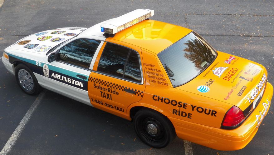 The half taxi, half police cruiser "Chooser Cruiser." Photo from the Washington Regional Alcohol Program.