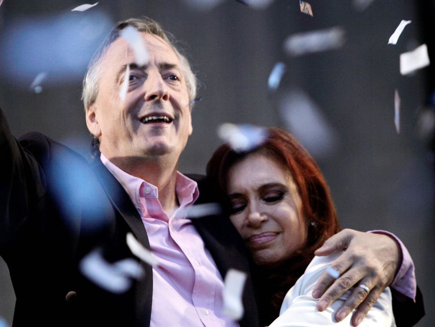 Nestor Kirchner and Cristina Fernandez de Kirchner were married for 35 years before his death after a heart attack in 2010. (Associated Press)