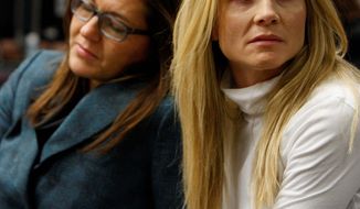 Attorney Ellen Torregrossa-O’Connor (left) supports former “Melrose Place” actress Amy Locane-Bovenizer as a New Jersey jury announces Tuesday she is guilty of vehicular homicide. She faces five to 10 years in prison. (The Star-Ledger via Associated Press)