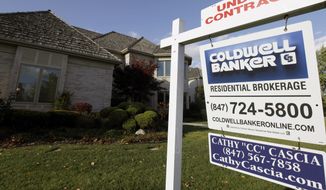 ** FILE ** An &quot;under contract&quot; sign sits outside a home in Glen, Ill., on Wednesday, Oct. 10, 2012. (AP Photo/Nam Y. Huh)
