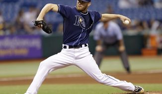 Tampa Bay Rays relief pitcher J.P. Howell delivers to the Oakland Athletics during the seventh inning of a baseball game Saturday, Aug. 25, 2012, in St. Petersburg, Fla. Oakland won 4-2. (AP Photo/Chris O&#39;Meara)