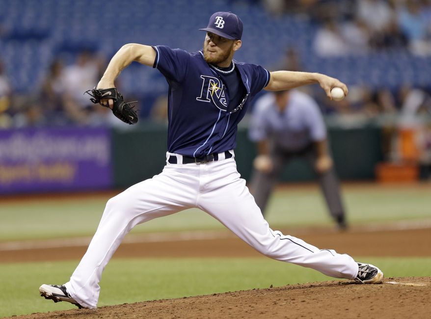 Tampa Bay Rays relief pitcher J.P. Howell delivers to the Oakland Athletics during the seventh inning of a baseball game Saturday, Aug. 25, 2012, in St. Petersburg, Fla. Oakland won 4-2. (AP Photo/Chris O'Meara)