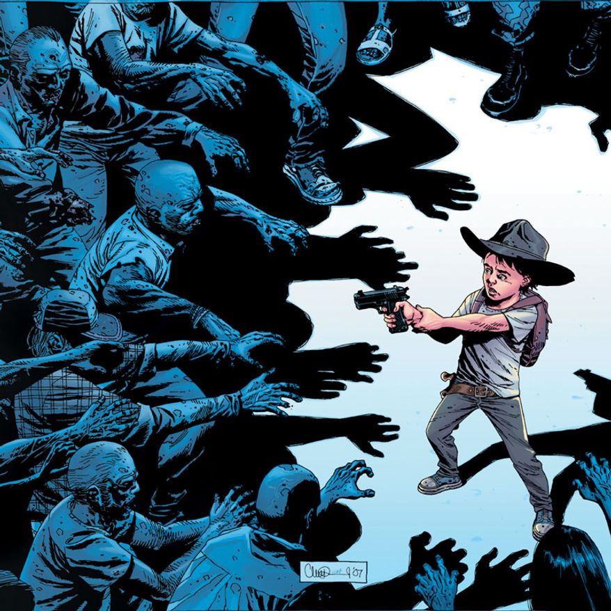 A player is rewarded with downloadable comic art in the iPad game The Walking Dead: Assault.