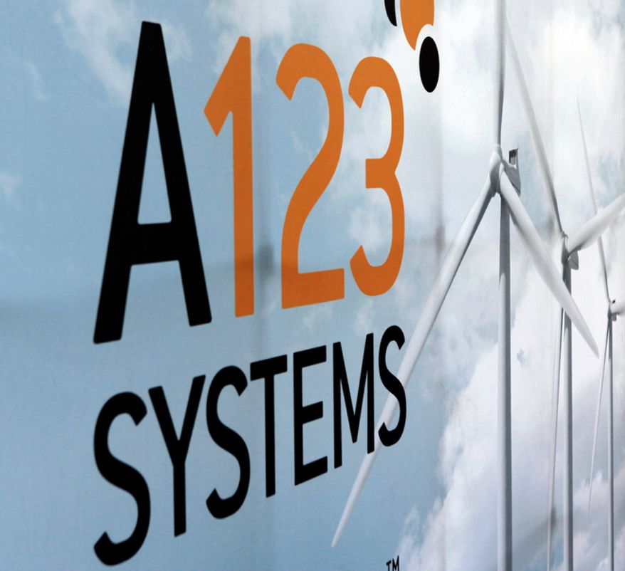 ** FILE ** An A123 Systems Inc. logo is shown in Livonia, Mich., in 2009. (Associated Press)