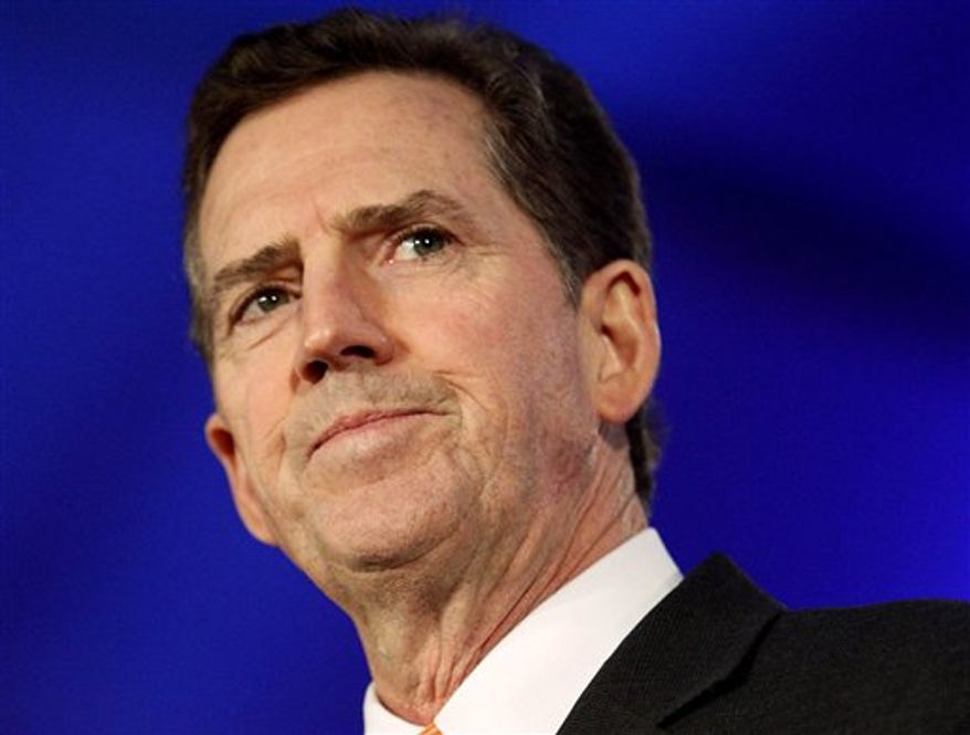 ** FILE ** In this June 17, 2011 photo, Sen. Jim DeMint, South Carolina Republican, speaks in New Orleans. DeMint announced Dec. 6, 2012, that he is resigning to take over at Heritage Foundation. (AP Photo/Patrick Semansky)