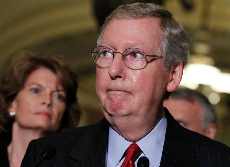 **FILE** Senate Minority Leader Mitch McConnell, Kentucky Republican, at the Capitol in Washington on Tuesday, July 20, 2010. (AP Photo/J. Scott Applewhite)