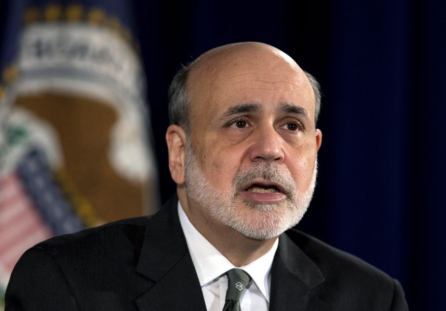 Federal Reserve Chairman Ben Bernanke speaks Dec. 12, 2012, during a news conference at the Federal Reserve Board in Washington following the Federal Open Market Committee meeting. (Associated Press)