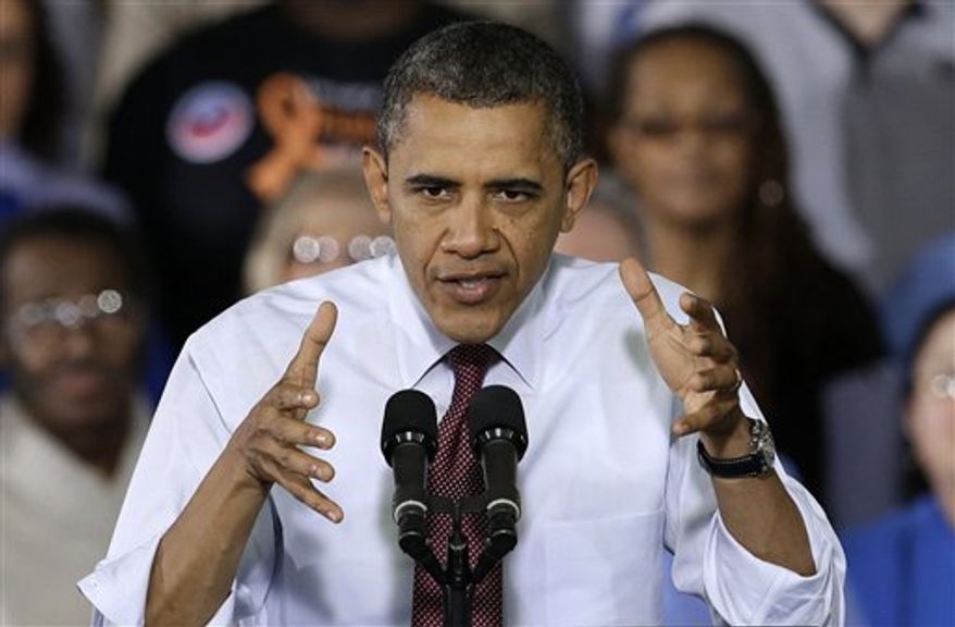 **FILE** President Obama speaks to workers about the economy during a visit to Daimler Detroit Diesel in Redford, Mich., on Dec. 10, 2012. (Associated Press)