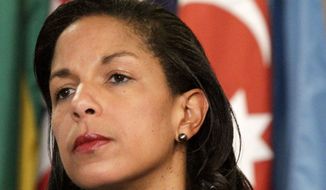 **FILE** U.S. Ambassador to the United Nations Susan Rice listens June 7, 2012, during a news conference at the U.N. headquarters in New York. (Associated Press)