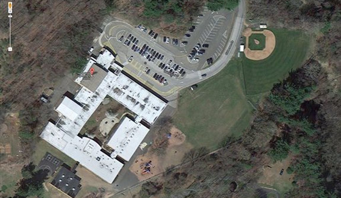 This satellite image provided by Google shows the Sandy Hook Elementary School in Newtown, Conn. A shooting at the school Friday, Dec. 14, 2012, left the gunman dead and at least one teacher wounded. (AP Photo/Google)
