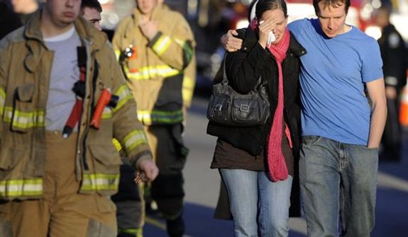 Victims family leave a firehouse staging area following a shooting at the Sandy Hook Elementary School in Newtown, Conn., about 60 miles (96 kilometers) northeast of New York City, Friday, Dec. 14, 2012. An official with knowledge of Friday&#39;s shooting said 27 people were dead, including 18 children.  (AP Photo/Jessica Hill)