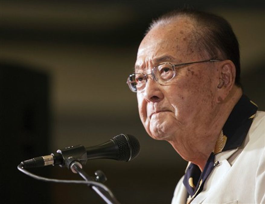 ** FILE ** In this Nov. 6, 2012 photo, U.S. Sen. Daniel Inouye speaks at the Japanese Cultural Center in Honolulu. Inouye, 88, died Monday, Dec. 17, of respiratory complications. (AP Photo/Marco Garcia, File)