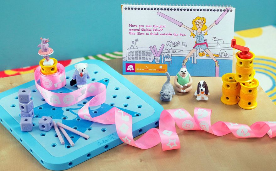 The main character in GoldieBlox and the Spinning Machine is an engineer. The toy is designed to spark an interest by girls in science and engineering and is scheduled to be on store shelves in April. (Associated Press)
