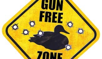 Illustration Gun Free Zone by Greg Groesch for The Washington Times