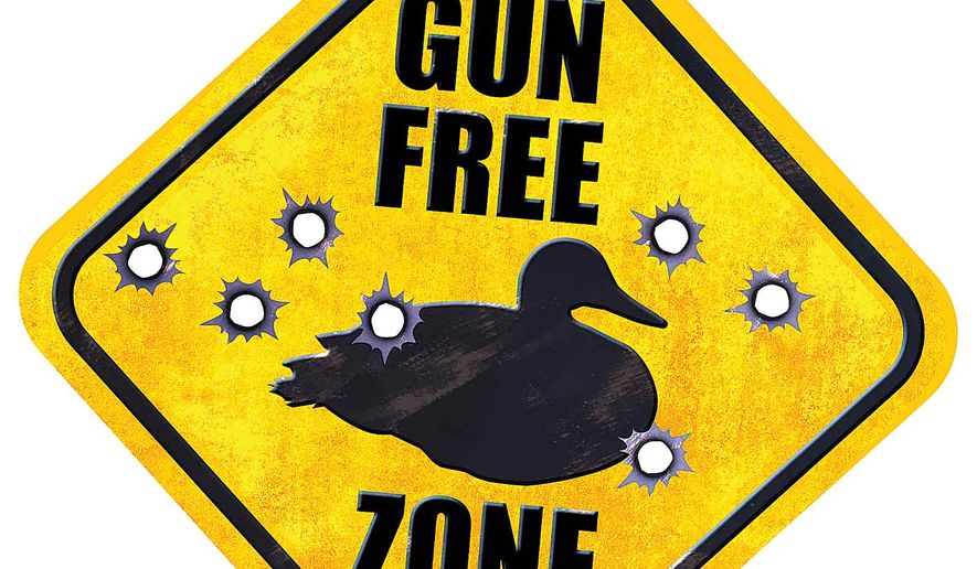 Illustration Gun Free Zone by Greg Groesch for The Washington Times