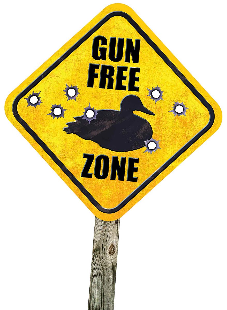 Illustration Gun Free Zone by Greg Groesch for The Washington Times