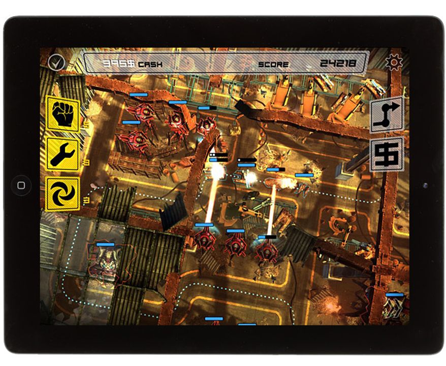 Maneuver an armored convoy through hostile machine towers in the iPad strategy game Anomaly Korea.
