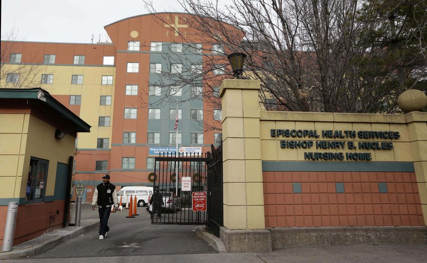 ** FILE ** This file photo of Dec. 24, 2012, shows the Bishop Henry B. Hucles Episcopal Rehabilitation and Skilled Nursing Center in New York. (AP Photo/Kathy Willens, File)