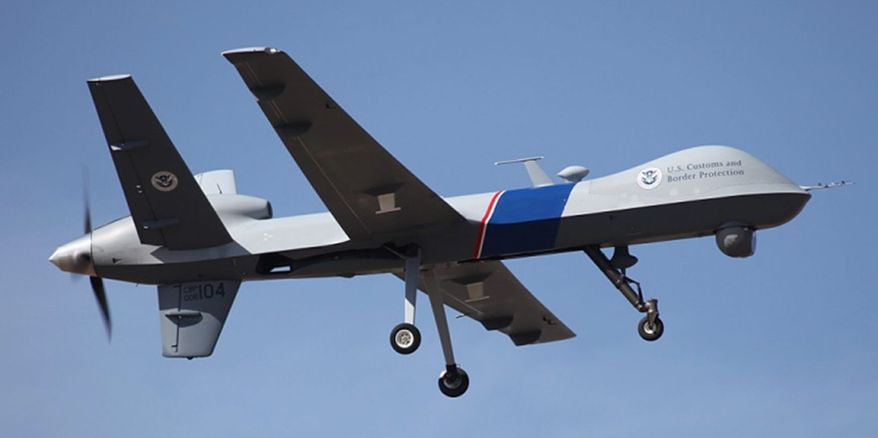 ** FILE ** A freshman Republican state lawmaker from North Dakota plans to introduce a bill that would limit use of drones for law enforcement after the highly publicized case of a Lakota farmer who was arrested after a 16-hour standoff with police on Jan. 6, 2013. (U.S. Customs and Border Protection via Associated Press)