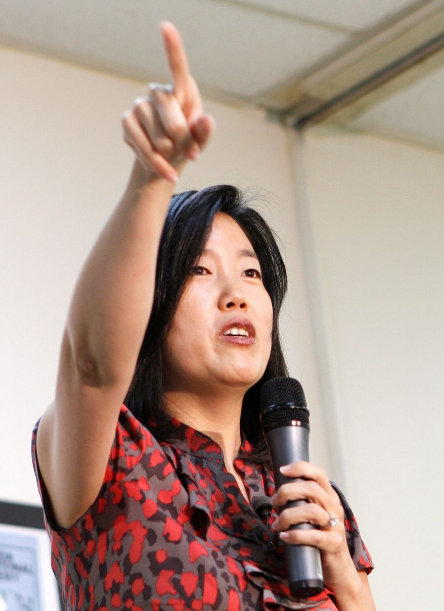 "Our educators, our kids and our families are forced to operate in a ridiculous bureaucracy," Michelle Rhee, here in 2011, said Monday after StudentsFirst released a report card on education policies. (Associated Press)