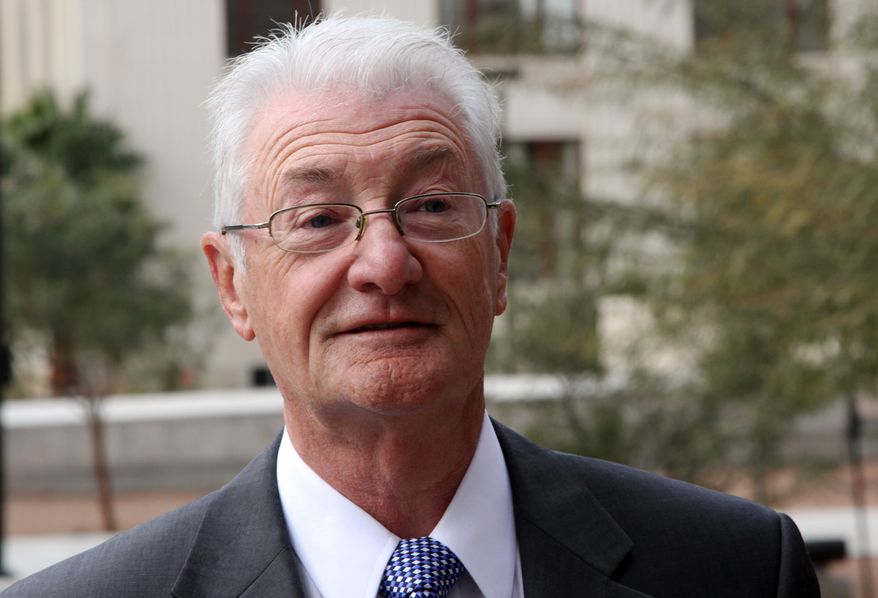 British businessman Christopher Tappin arrives at federal court in El Paso, Texas, on Wednesday, Jan. 9, 2013. U.S. District Judge David Briones sentenced Tappin to 33 months in prison and said he would recommend that the Department of Justice approve any request by Tappin to be transferred to the United Kingdom. Tappin pleaded guilty in November to trying to buy missile parts and resell them to Iran. (AP Photo/Juan Carlos Llorca)
