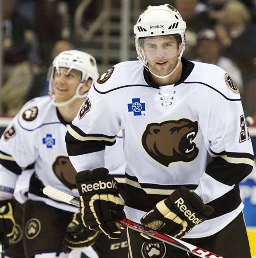 Tom Poti had a power-play goal during his two-game conditioning stint with the Hershey Bears (Associated Press)