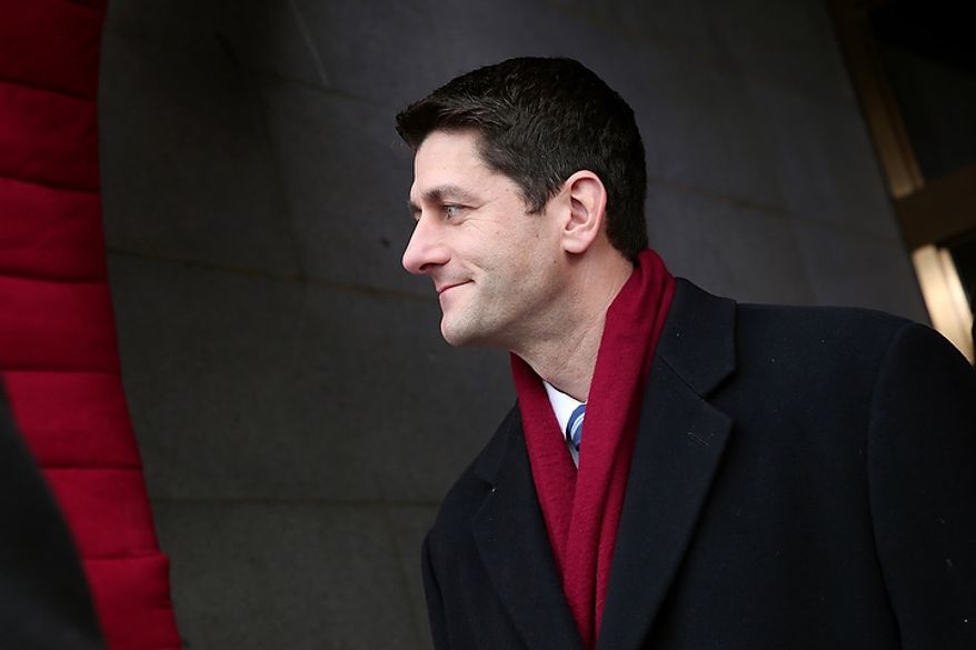 ** FILE ** Rep. Paul Ryan, Wisconsin Republican, arrives for the President Obama&#39;s inauguration on the West Front of the U.S. Capitol on Monday, Jan. 21, 2013, in Washington. (Win McNamee/Getty Images, Pool)