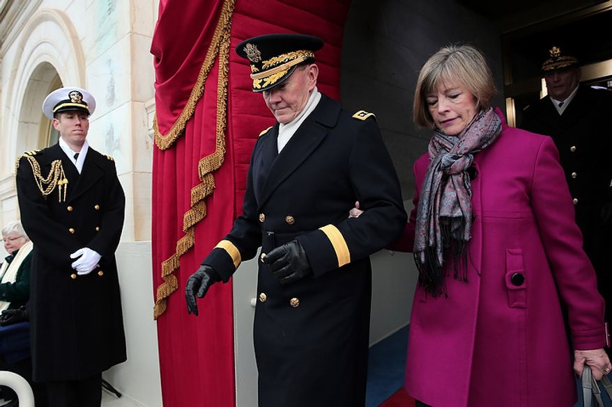 U.S. Chairman of the Joint Chiefs of Staff Gen. Martin Dempsey and wife Deanie arrive before the presidential inauguration on the West Front of the U.S. Capitol January 21, 2013 in Washington, DC. Barack Obama was re-elected for a second term as President of the United States. (Photo by POOL Win McNamee/Getty Images)