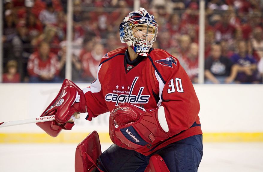 Michal Neuvirth's start Thursday vs. Montreal will be his first game action since his lockout stint in the Czech Extraliga. (Andrew Harnik/The Washington Times)