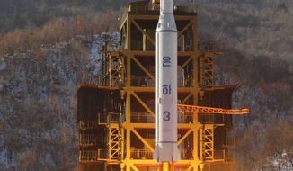 North Korea&#39;s Unha-3 rocket lifts off from the Sohae launchpad in Tongchang-ri, North Korea, on Dec. 12. The U.N. Security Council unanimously approved a resolution condemning the rocket launch, imposing new sanctions on Pyongyang&#39;s space agency. (Korean Central News Agency via Associated Press)