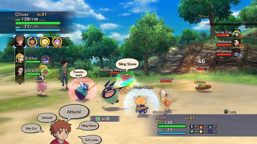 The battles against creatures are complex in the video game Ni no Kuni: Wrath of the White Witch.