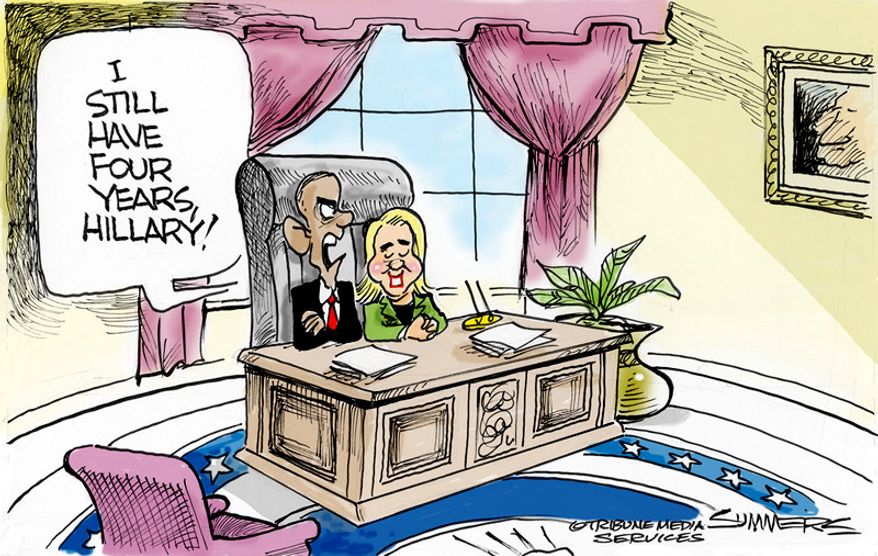 I still have four years, Hillary. (Illustration by Dana Summers for the Orlando Sentinel)