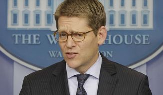 White House spokesman Jay Carney speaks during his daily news briefing at the White House on Jan., 30, 2013. (Associated Press)