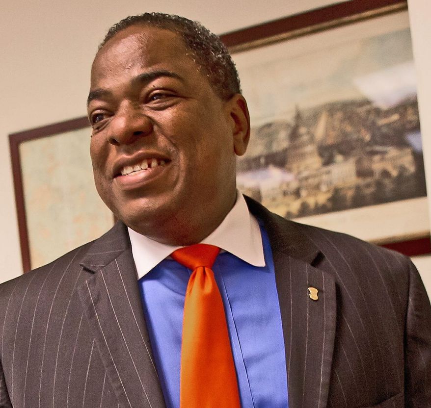 When asked if the mayor were trying to deter him from blocking a contract awarded to Huron Healthcare, D.C. Council member Vincent B. Orange replied, “I think that text message [I received late Wednesday night] speaks for itself.” (Andrew Harnik/The Washington Times) **FILE**