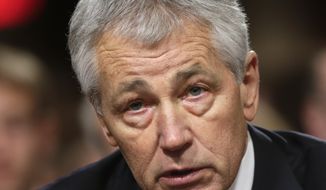 **FILE** Republican Chuck Hagel, President Obama&#39;s choice for defense secretary, testifies Jan. 31, 2013, before the Senate Armed Services Committee during his confirmation hearing on Capitol Hill. (Associated Press)