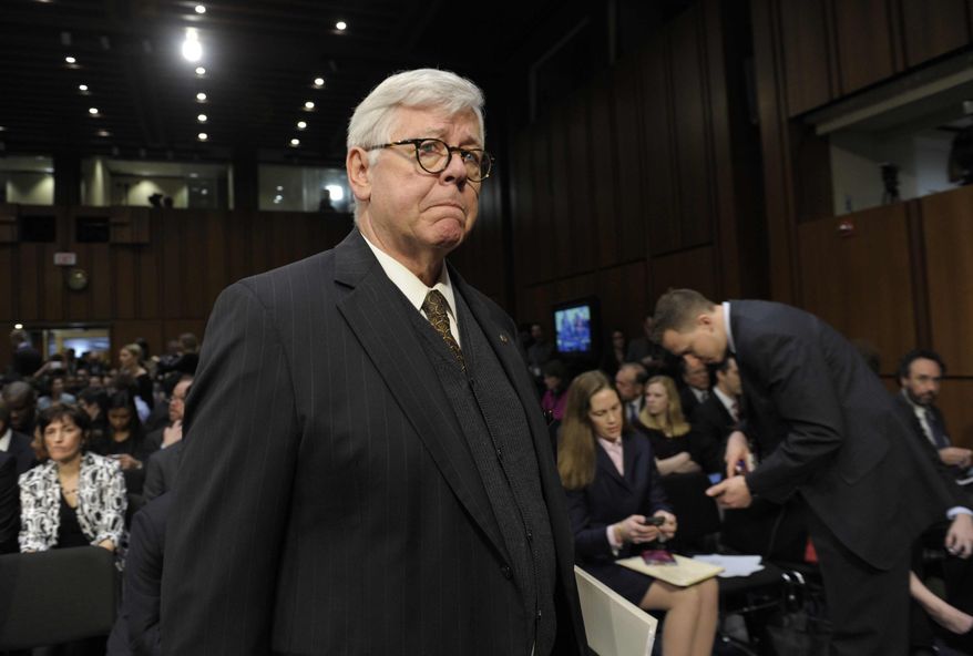 ** FILE ** National Rifle Association President David Keene arrives to attend the Senate Judiciary Committee hearing on gun violence on Capitol Hill in Washington, Wednesday, Jan. 30, 2013. (AP Photo/Susan Walsh)