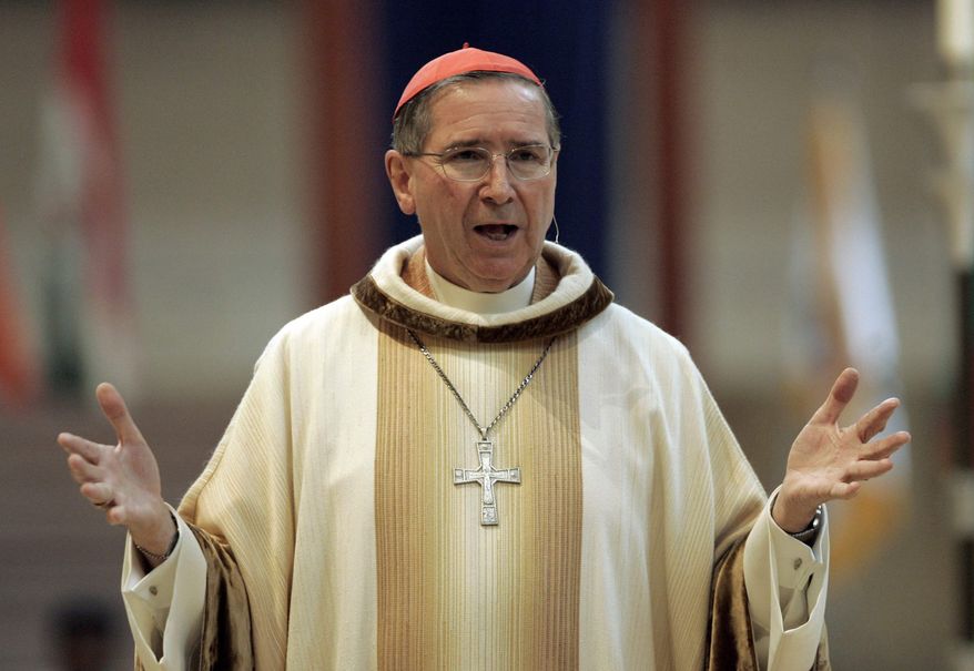 ** FILE ** In this Sept. 22, 2007, file photo, Cardinal Roger Mahony speaks during an annual multiethnic migration Mass at the Cathedral of Our Lady of the Angels in Los Angeles. (AP Photo/Reed Saxon, File)