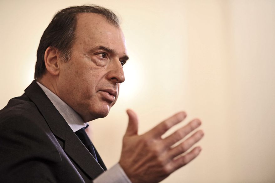 Christos P. Panagopoulos, Greece's ambassador to the United States, is interviewed at The Washington Times in Washington on Thursday, Jan. 31, 2013. (J.M. Eddins Jr./The Washington Times)