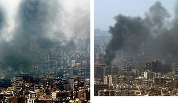 A 2006 series of photographs taken by Lebanese freelance photographer and Reuters correspondent Adnan Hajj appeared to show multiple smoke plumes over Beirut following an Israeli attack and an Israeli fighter jet firing several ground attack missiles over Southern Lebanon. Controversy: Bloggers accused Mr. Hajj of doctoring both photos.Verdict: Fake. An internal Reuters investigation discovered that Mr. Hajj had added extra smoke plumes to the first photo and altered an image of an Israeli fighter dropping a single defensive flare in the second.