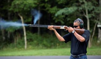 News photographs that have been called into question, legitimately or not, for one reason or another, include that of President Obama shooting clay targets on the range at Camp David, Md., in early August to prove his gun-rights bona fides. (Associated Press)