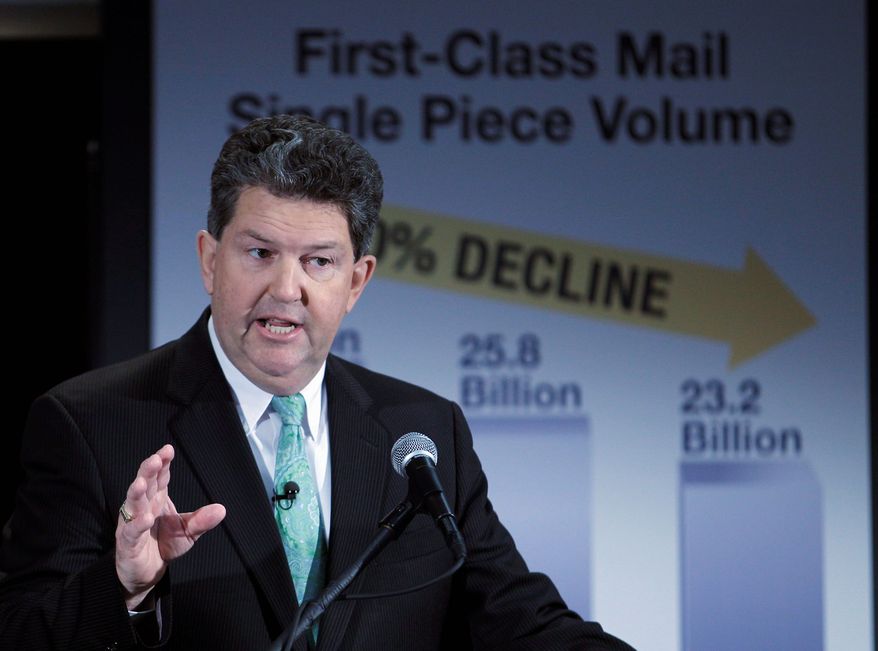 "We cannot put our head in the sand and say, 'Let's hope this problem goes away.' Hope is not a strategy," said U.S. Postmaster General Patrick Donahoe. (Associated Press)