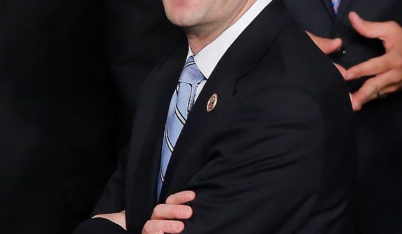 House Budget Committee Chairman Rep. Paul Ryan, R-Wis. arrives for President Barack Obama&#39;s State of the Union address during a joint session of Congress on Capitol Hill in Washington, Tuesday Feb. 12, 2013. (AP Photo/J. Scott Applewhite)
