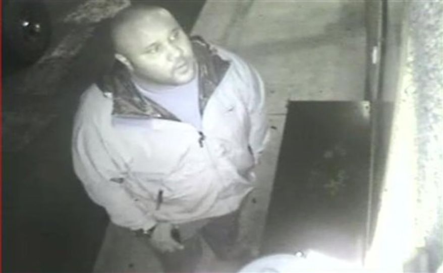 This image provided by the Irvine Police Department shows Christopher Dorner from Jan. 28, 2013, surveillance video at an Orange County, Calif., hotel. More than 100 officers, including SWAT teams, were driven in glass-enclosed snow machines and armored personnel carriers in Big Bear Lake to hunt for this former Los Angeles police officer suspected of going on a deadly rampage to get back at those he blamed for ending his police career. (AP Photo/Irvine Police Department)