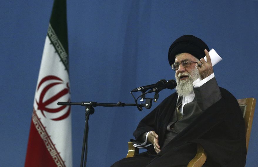 Ayatollah Ali Khamenei, Iran's supreme leader, gives a speech in a mosque inside the leader's housing compound in Tehran on Saturday, Feb. 16, 2013. (AP Photo/Office of the Supreme Leader)