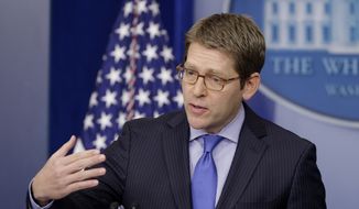 White House spokesman Jay Carney briefs reporters at the White House in Washington on Feb. 19, 2013. (Associated Press)