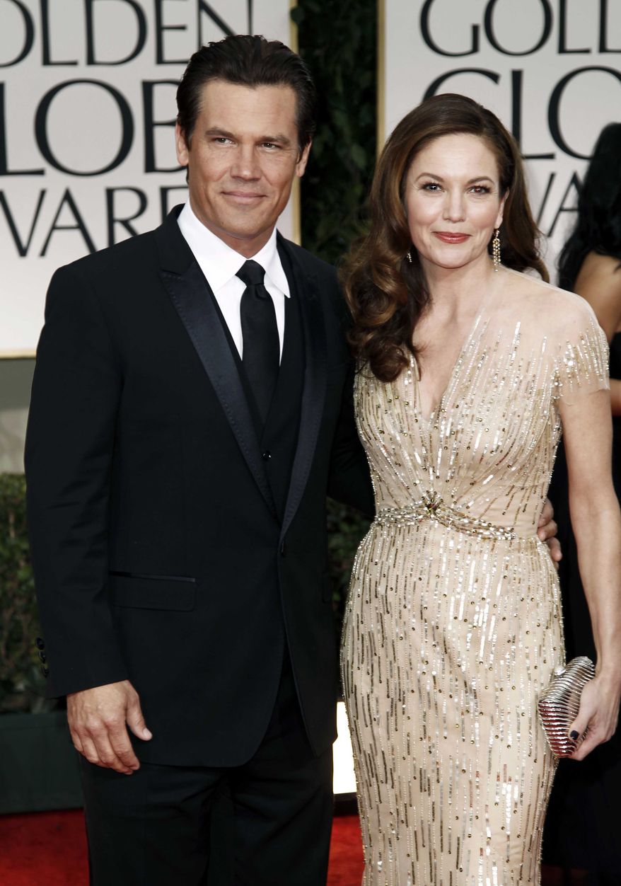 ** FILE ** Josh Brolin and Diane Lane attend the 69th annual Golden Globe Awards in Los Angeles on Sunday, Jan. 15, 2012. (AP Photo/Matt Sayles)